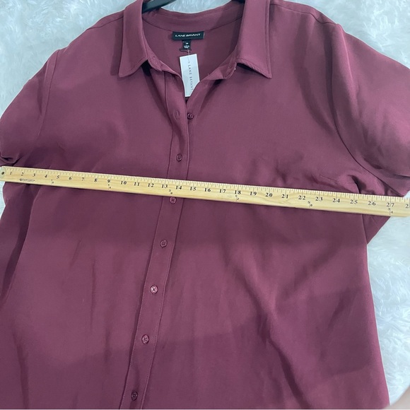 Lane Bryant Button Down Top With Belt Woman’s Size 26 cranberry color - Picture 5 of 6